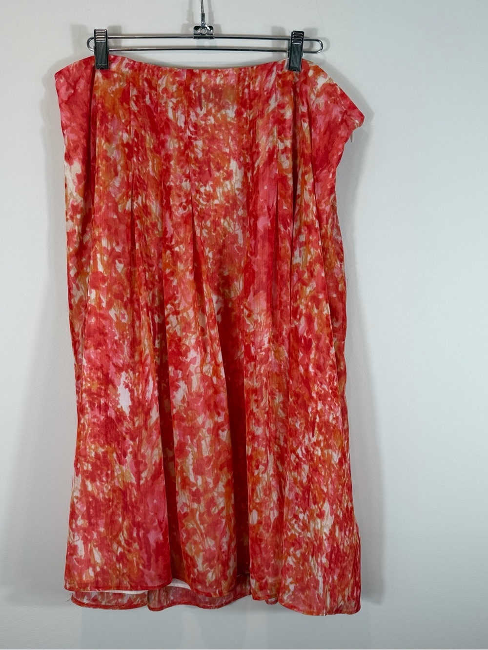 Jones New York Red Orange Printed Midi Skirt Size 14